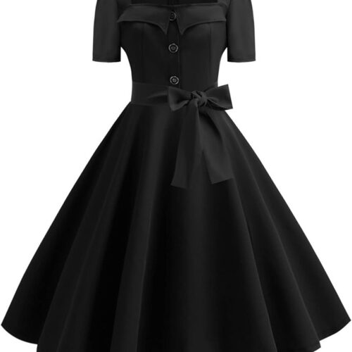 Retro Vintage Button-Down Swing Dress
