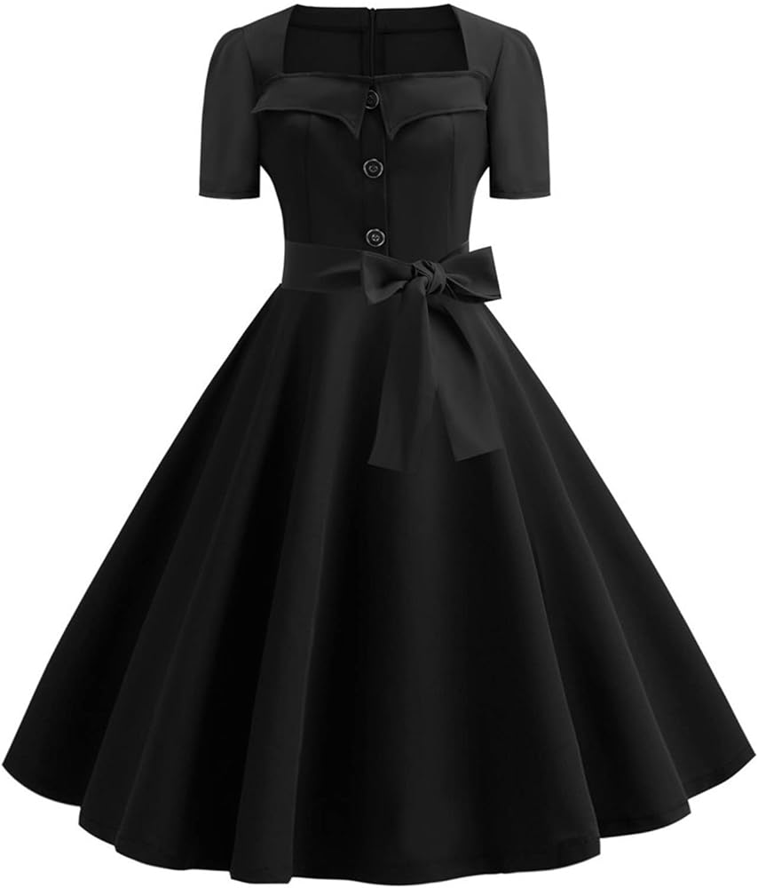 Retro Vintage Button-Down Swing Dress