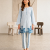 Azure Polka Grace – 2 Piece Polka Dot Shirt with Striped Trousers