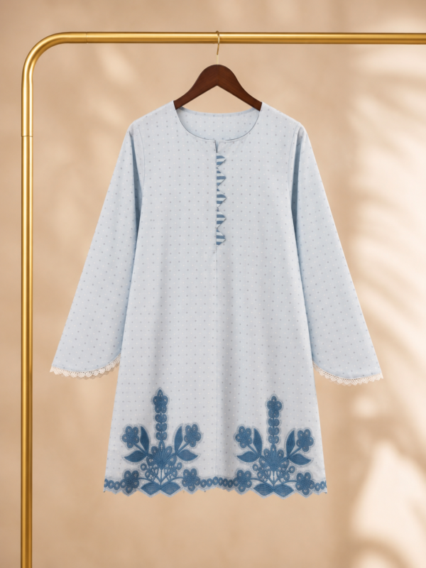 Azure Polka Grace – 2 Piece Polka Dot Shirt with Striped Trousers