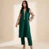 Forest Posh – 2 Piece Raw Silk Suit with Paisley Embroidery