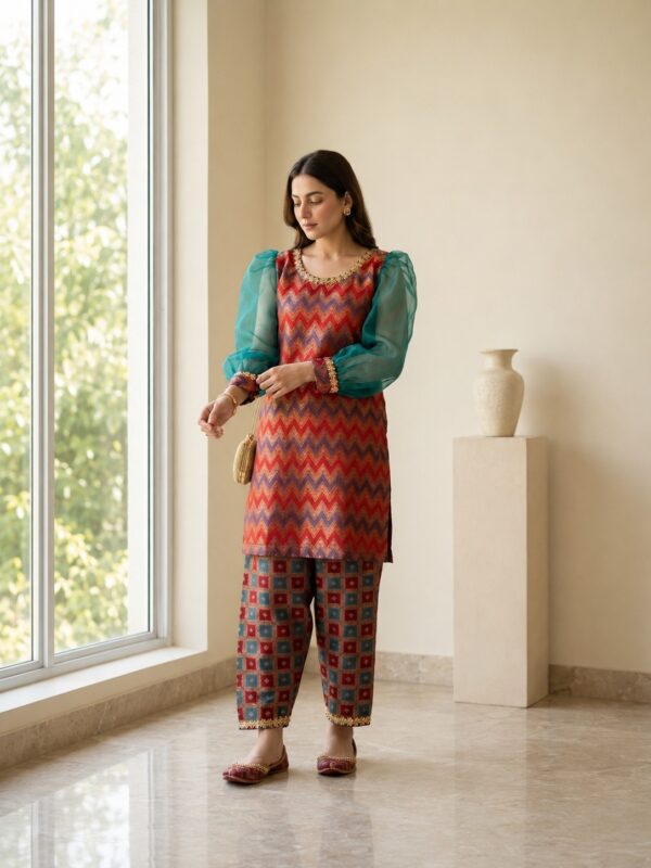 Azure Weave – 2 Piece Banarasi Suit with Metallic Sheen