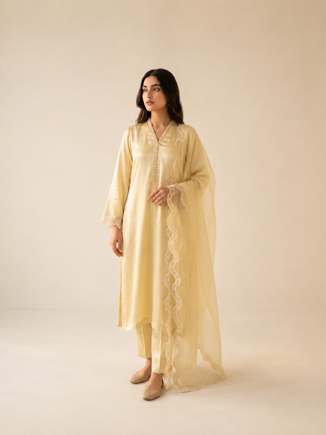 Butter Silk Essence – 3 Piece Butter Silk Suit in Butter Yellow