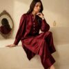 Royal Crimson β 2 Piece Pure Silk Suit with Farshi Shalwar