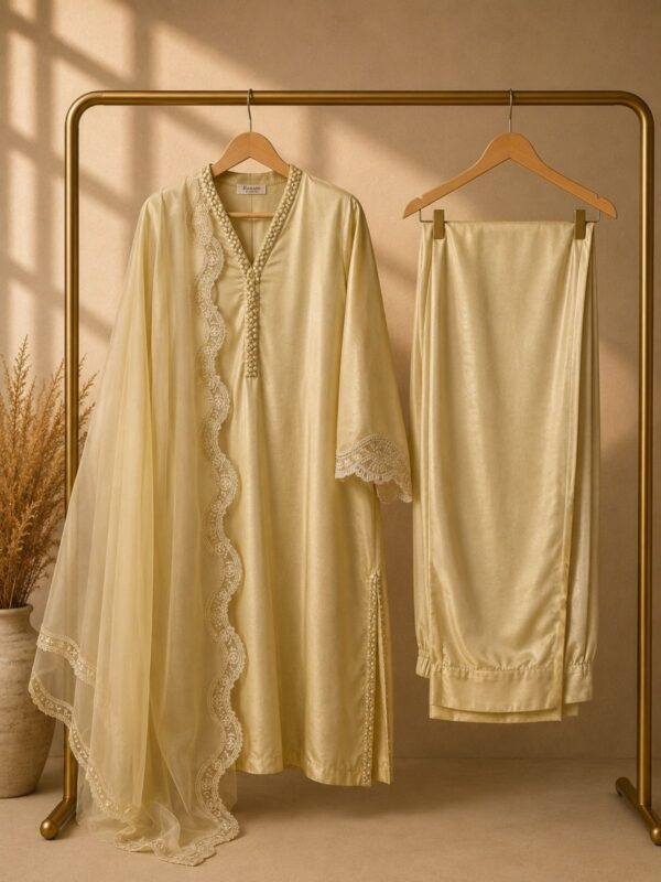 Butter Silk Essence – 3 Piece Butter Silk Suit in Butter Yellow