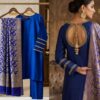 The Luxe Ink – 3 Piece Pure Raw Silk Suit with Jacquard Shawl Dupatta