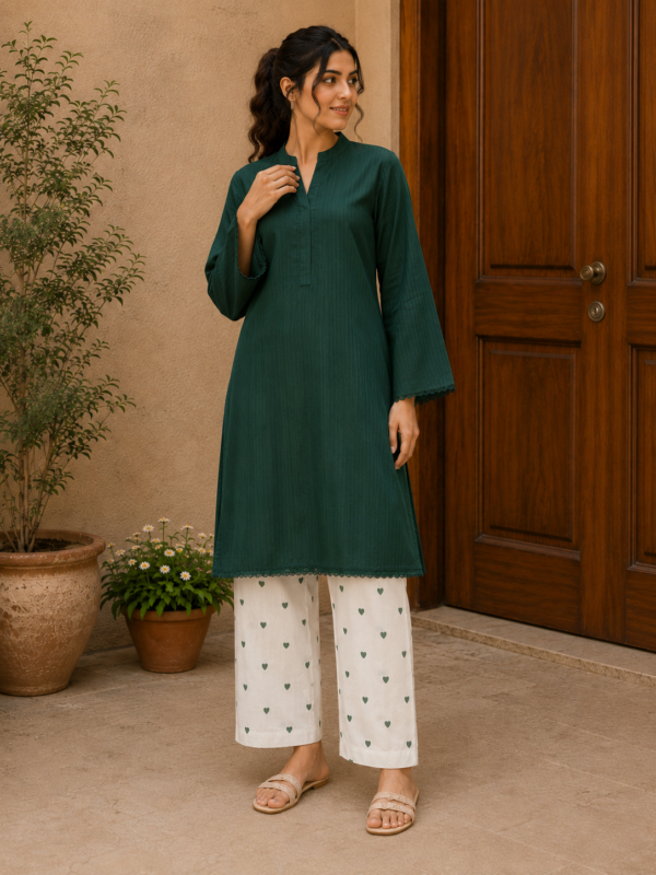 Sabz Zari – 2 Piece Emerald Green Lawn Suit