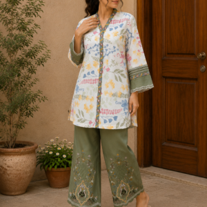 Olive Blossom – 2 Piece Botanical Cotton Suit