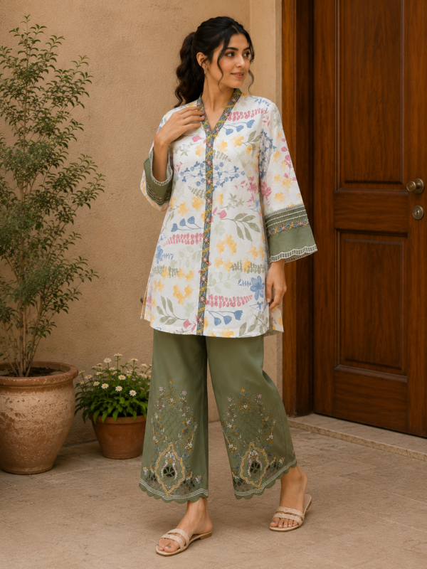 Olive Blossom – 2 Piece Botanical Cotton Suit