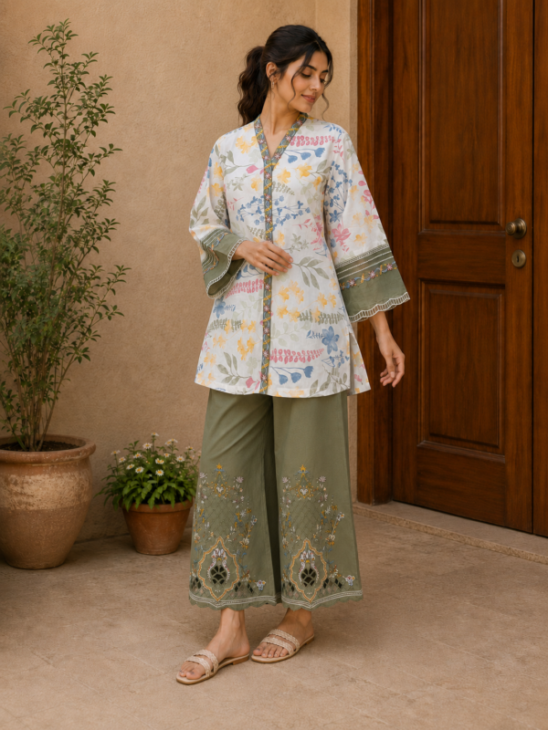 Olive Blossom – 2 Piece Botanical Cotton Suit