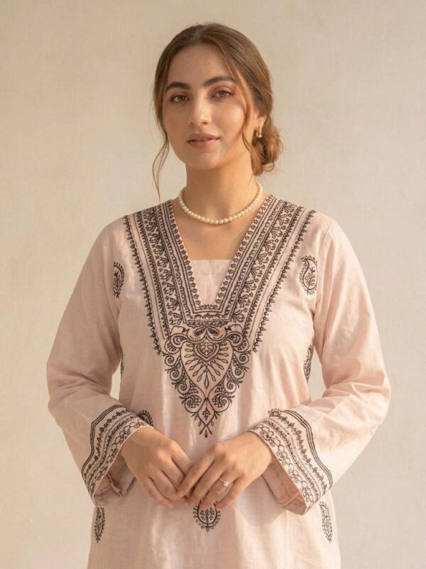 Pastel Grace Jacquard Co-Ord – 2 Piece Blush Jacquard Set