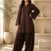 Mocha Haze – 2 Piece Wash & Wear Suit with Farshi Shalwar