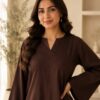 Mocha Haze – 2 Piece Wash & Wear Suit with Farshi Shalwar