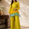 Zestelle – 2 Piece Satin Silk Co-Ord Set with Ruffled Top