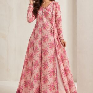 ROSÉA – 2 Piece Floral Angarkha-Style Suit