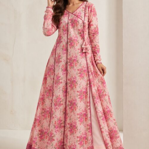 ROSÉA – 2 Piece Floral Angarkha-Style Suit